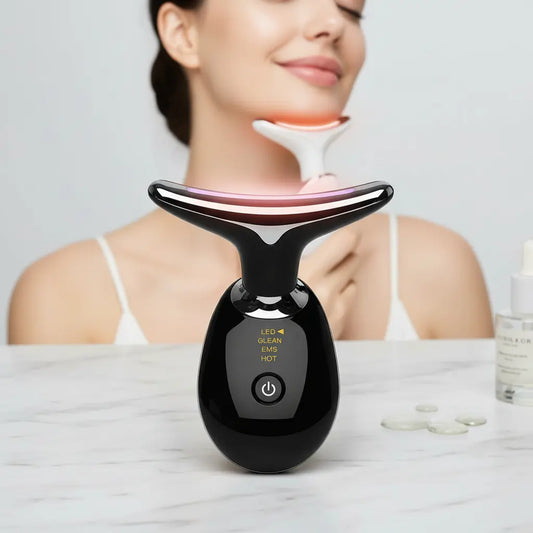Masajeador Reductor Papada Térmico De Rostro Cuello Facial Color Negro (Ultimas Unidades)