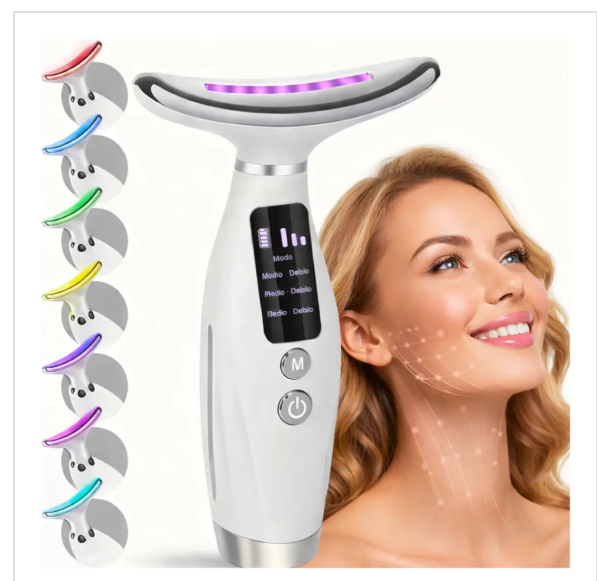 Masajeador de papada con fototerapia LED, calor y EMS
